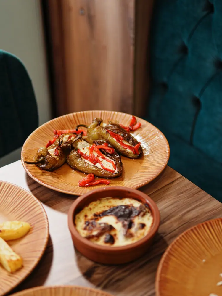 Stuffed peppers and a baked dish